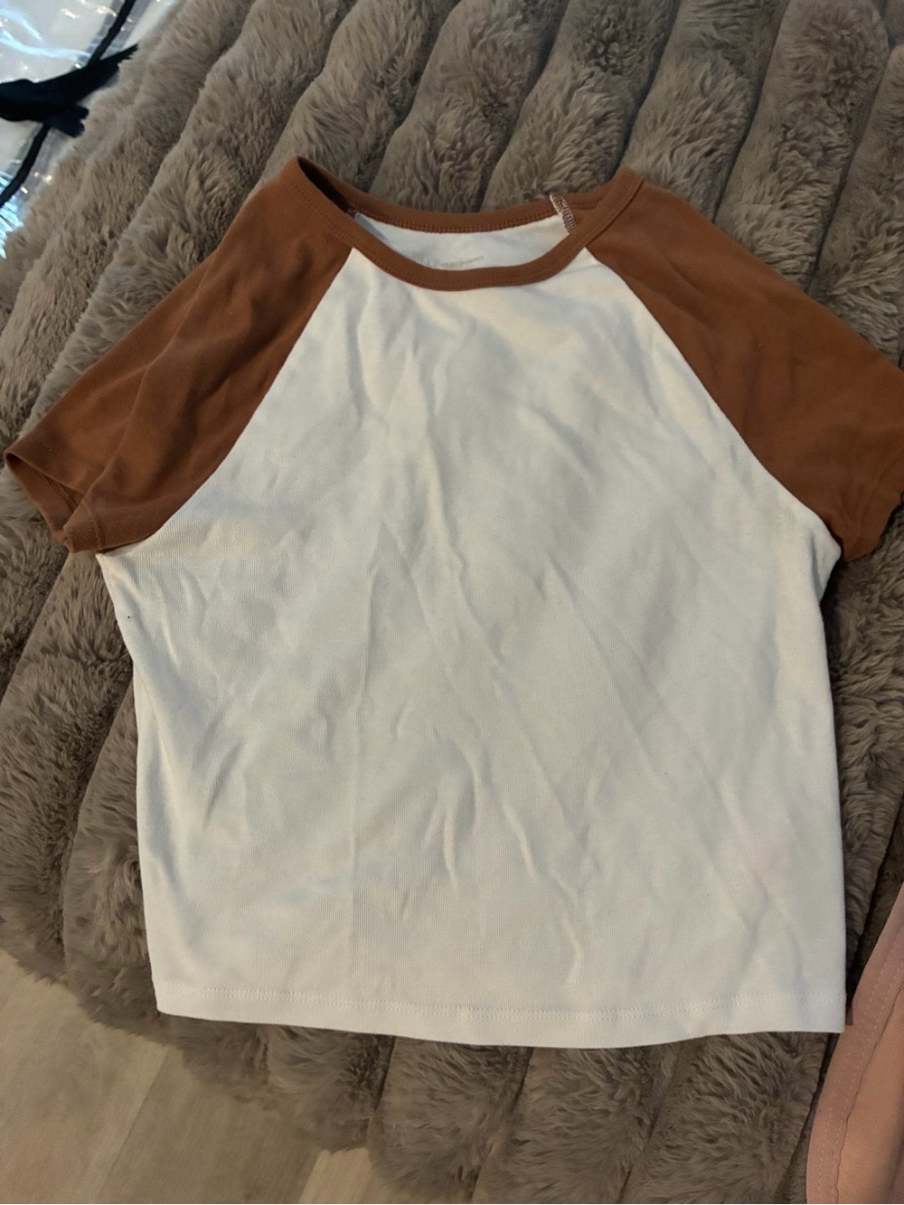 White and Brown Raglan Tee